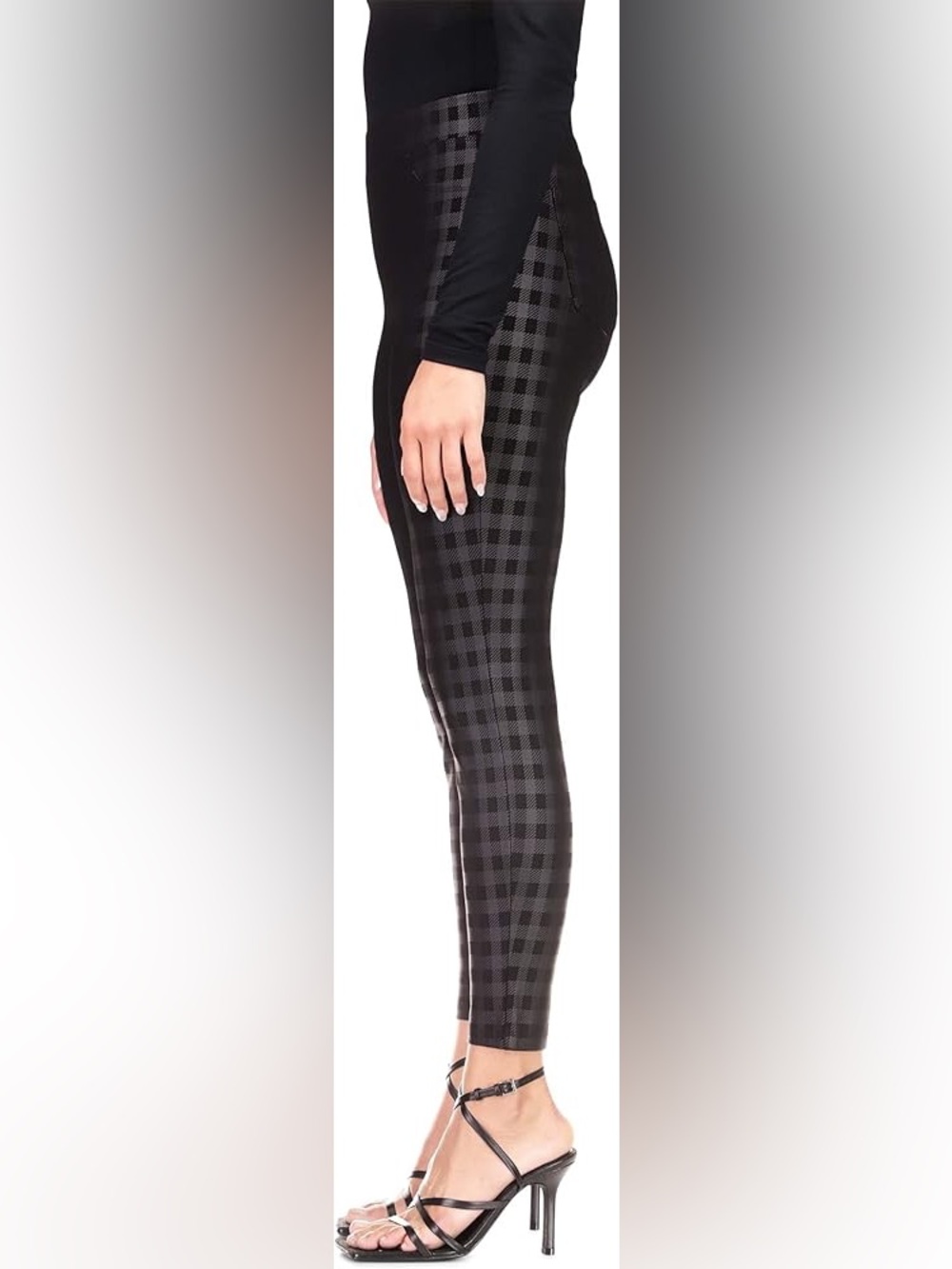 Anthropologie Sanctuary Runway Black Plaid High Ruse Trouser Leggings NWT - Picture 4 of 11